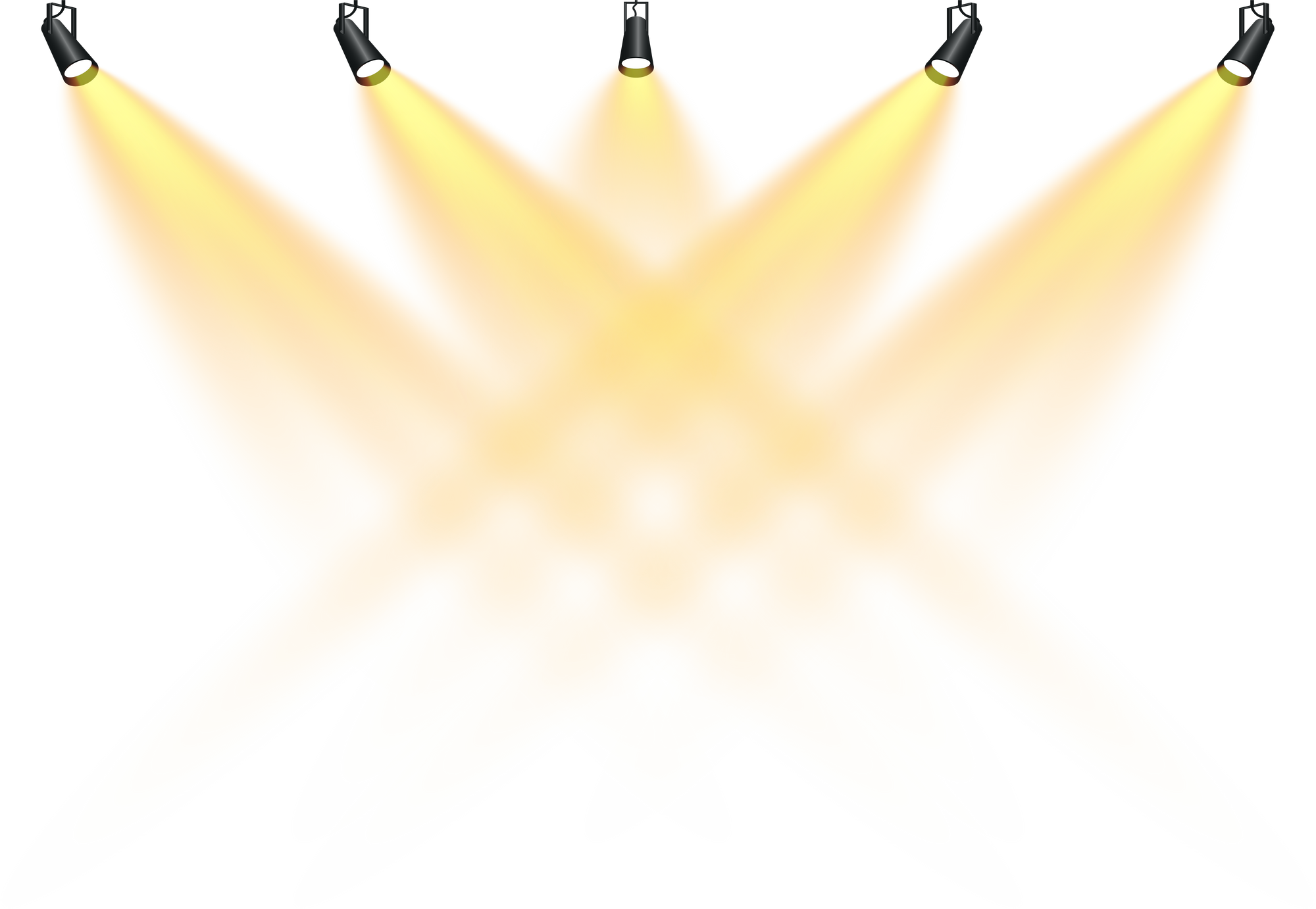 Bright Yellow Spotlights. Scene. Light Effects. Glow light effect. Glowing lamps.