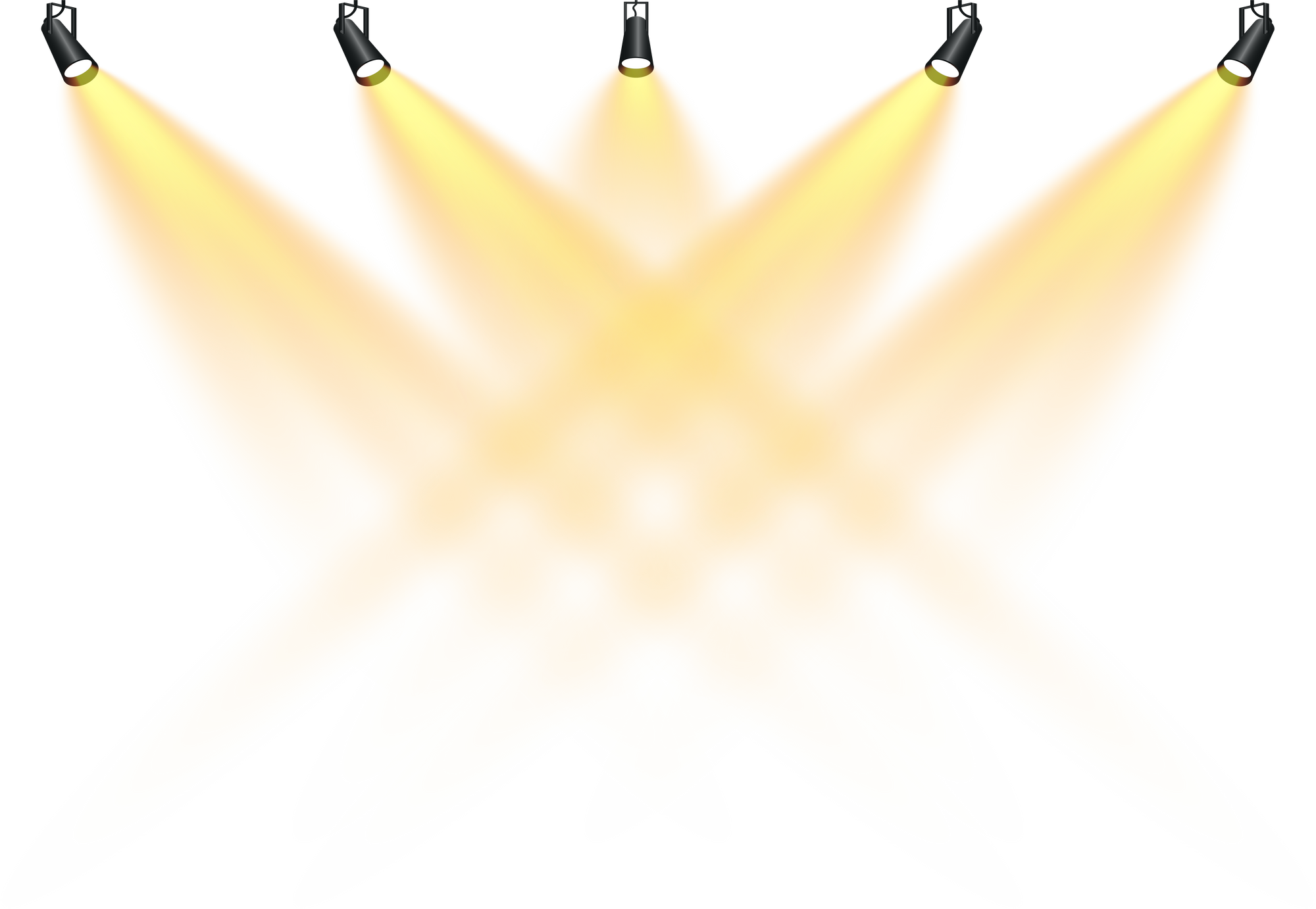 Bright Yellow Spotlights. Scene. Light Effects. Glow light effect. Glowing lamps.